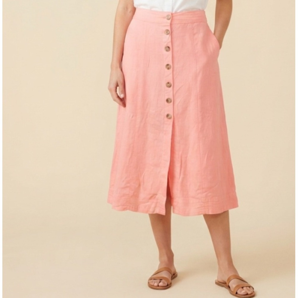 Universal Thread Pink Button-Front Midi Skirt